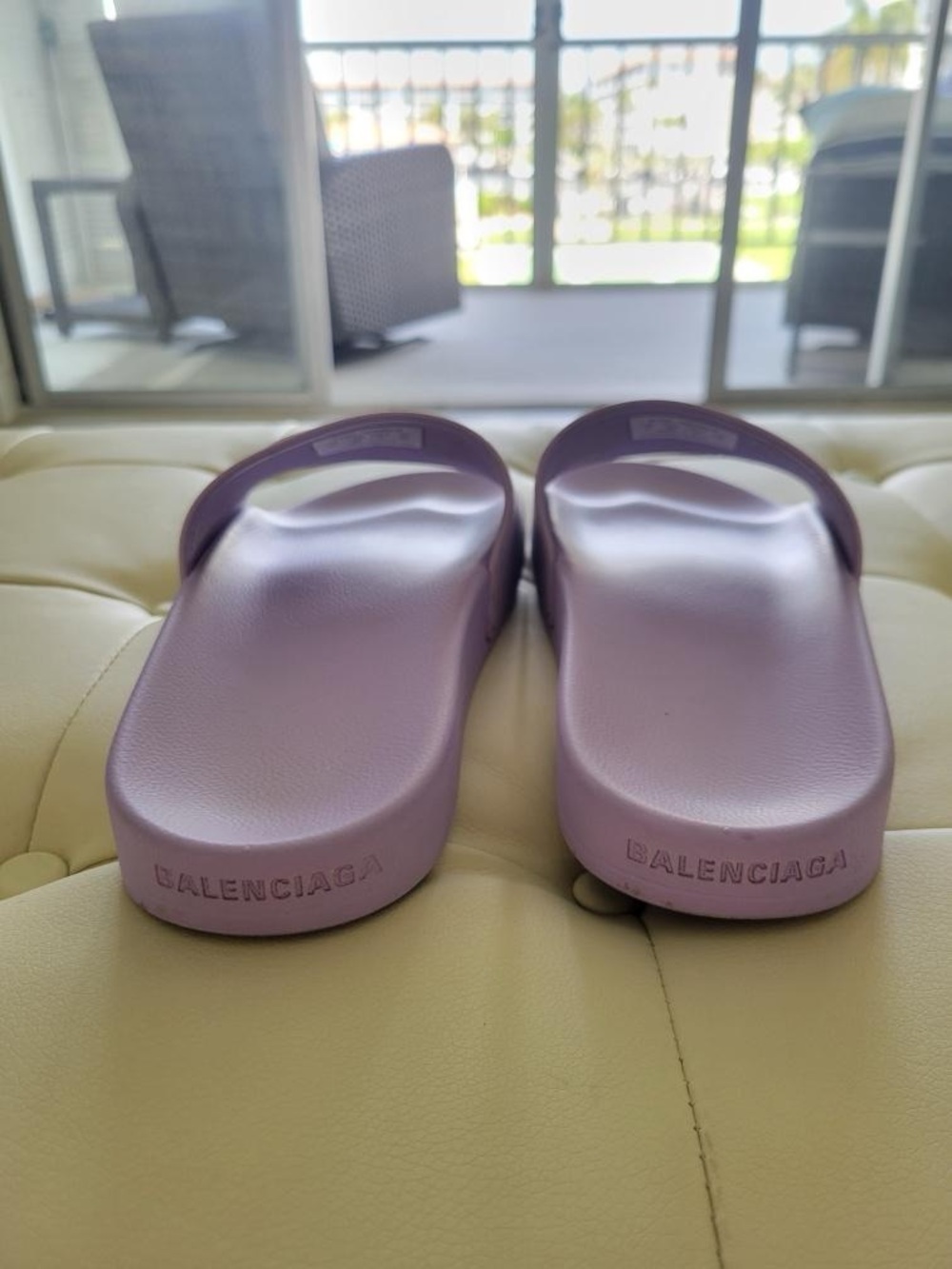 Balenciaga Lilac BB Logo Slide Sandals - Women - Picture 8 of 10